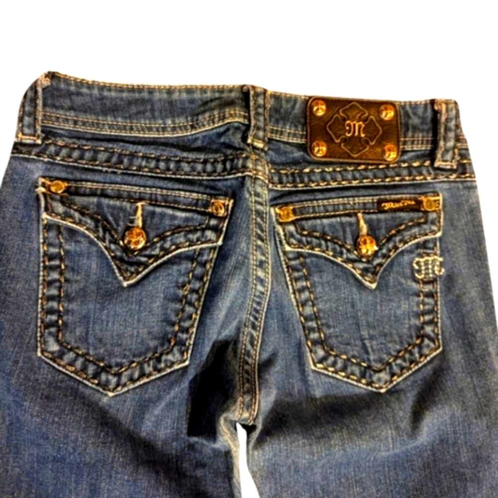Miss Me Blue Jeans with Ornate Stitching and Premium Denim